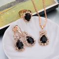 6 Colors Necklace/Earrings/Rings Jewelry Sets Hoop Earrings Water Drop Earrings Red Jewelry Set Rhinestones For Women.