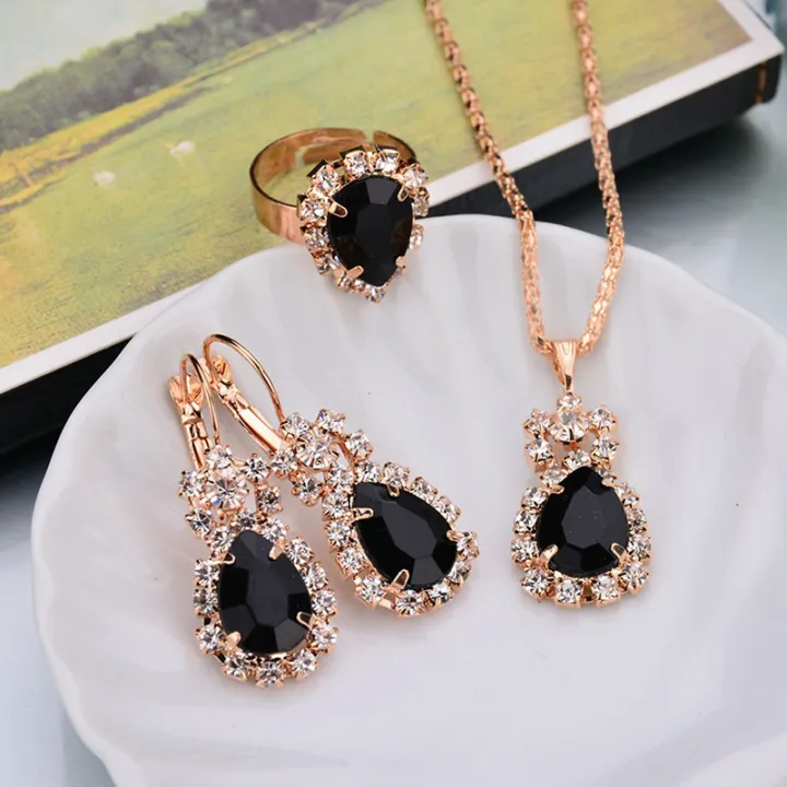 6%20Colors%20Necklace/Earrings/Rings%20Jewelry%20Sets%20Hoop%20Earrings%20Water%20Drop%20Earrings%20Red%20Jewelry%20Set%20Rhinestones%20For%20Women%20-%20Image%207