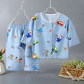 2024 Children's Pajama Set Summer Boys and Girls Baby Thin Cardigan Home Cotton Silk Air Conditioning Clothing.