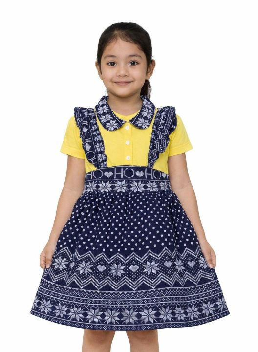 Premium 1 Piece 2 Years to 12 Years Baby Girls Frock Dress Clothes Suits Princess Christmas Kids Girls Outfits Fall Winter T-Shirt Overalls Strap Plaid Dress Girls Set