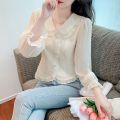 Korean Style Fashionable Top Autumn Women's New Chic Beautiful Small Shirt Popular Long Sleeves Chiffon Shirt This Year.