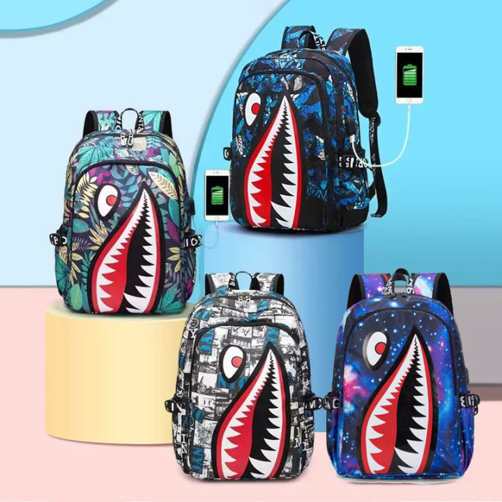 Fashion%20Trend%20Anime%20Backpack%20Men%20Students%20Schoolbag%20Spider%20Sharks%20Print%20Simple%20Personality%20Junior%20Bagpacks%20Laptop%20Bag%20Rucksack%20-%20Image%202