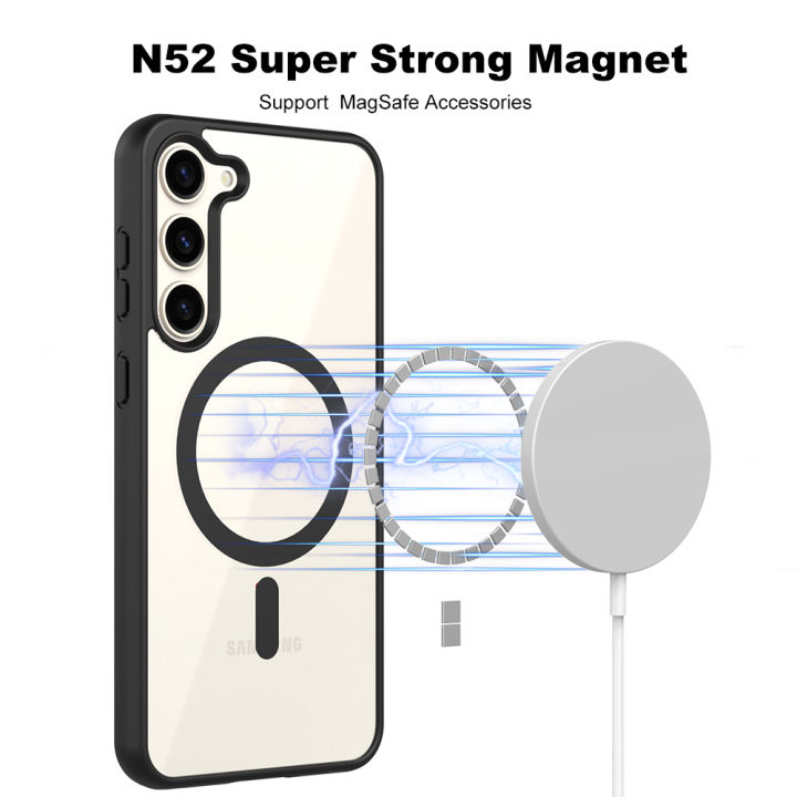 For%20Samsung%20Galaxy%20S24FE%20Mobile%20Cover%20MagSafe%20Compatible%20Shockproof%20Transparent%20Slim%20Fit%20Wireless%20Charging%20supported%20Frosted%20Border%20Phone%20Back%20Case%20Mobile%20Cover%20-%20Image%203