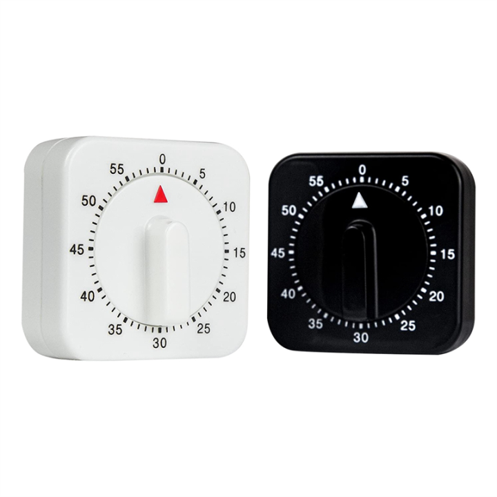 2Piece Square 60 Minute Mechanical Kitchen Timer, Chef Cooking Timer