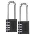 2 Pack Outdoor Combination Padlock Long Shackle Lock 6.5cm Shackle Waterproof 4 Digit Resettable Combination Lock.