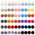 50 Pcs Pom Pom Fluffy Keyrings Soft Plush Charm Keyring Colorful Faux Fur Fluffy Keychain Ball for Women and Girls.