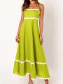 Traf Female Dress Summer Lace Patchwork Frock Elegant Suspender Strapless One-piece Dress Oversized Long Skirt Casual Streetwear.