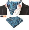 Cravat Paisley Silk Floral Neckwear 2Pcs/Set Ascot Ties & Handkerchief For Men Suit Wedding Party Suit Accessories With Pocket Square. 