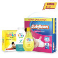 Supermom Baby Diaper - Medium (6-11kg) - 50 pcs + Meril Baby Care Shampoo, Soap & Powder Combo. 