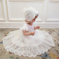 Baby Birthday Princess Dress Elegant Girl Embroidery Flower Beaded White Baptism Tutu Gown Kids Formal Evening Party Costume. 