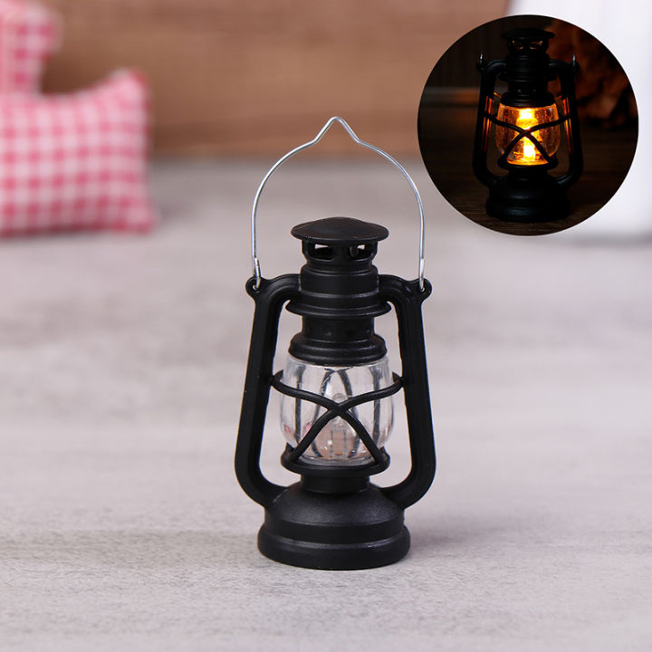 6cm Mini Led Retro Glowing Pony Lantern Simulation Cande Light Night Light Dollhouse Miniature Kerosene Lamp Home Decor Toy