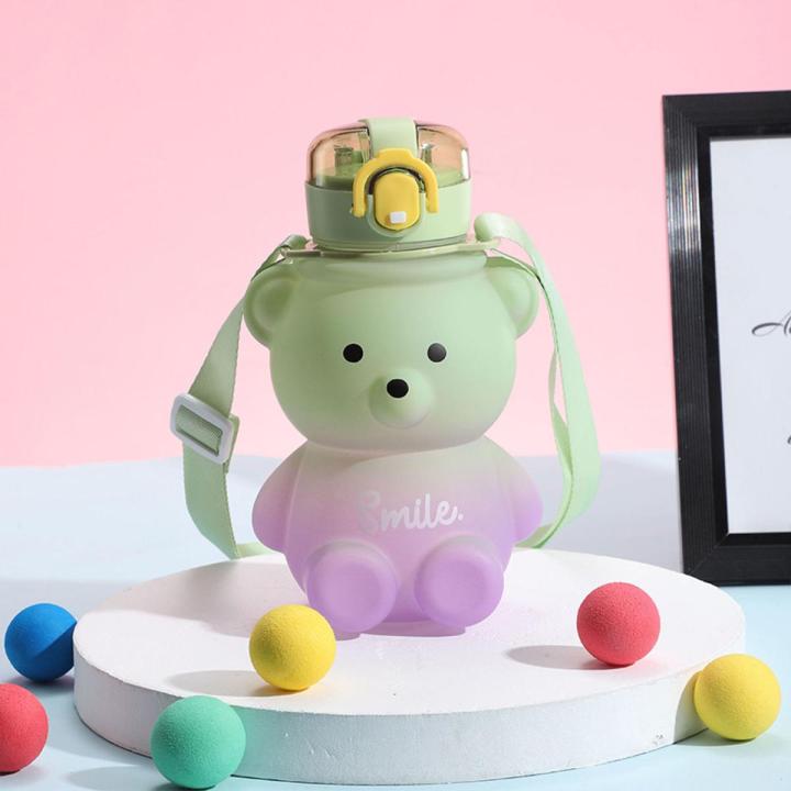 800 Ml Lovely Bear Kids Water Cup Baby Straw Cup Gradient Large Capacity Portable Boys Girls Water Cup