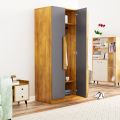 Modern Home Bniture Wooden Almirah for Clothes, Wooden Handel Door Wardrobe, 4 Door Almirah with Hanging Space & Storage Shelf 5 Year Warranty (Giant Wood & Slate Black72/48).