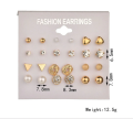 12 Pairs Stud Earring Set Trendy Square Ball Heart Small Earrings Women Christmas Earring. 