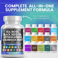 Clean Nutraceuticals Sea Moss Black Seed Oil & Burdock Root - 60 Capsules. 