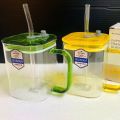 Clear 490ml Square Glass Cup with Colorful Handle, Acrylic Lid & Straw - Borosilicate Glass Milk Juice Tumbler Coffee Mug - Microwave Safe, Scratch Resistant - 1PCS..