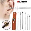 Ear Pick Set Portable Ear Cleaner Set Stainless Steel With Lather Case. 
