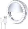 Rechargeable Portable Clip-on Selfie Ring Light With 36 LED for iPhone/Android Phone Photography Camera Video | 3 Adjustable Light Modes.