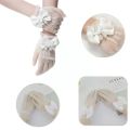 Kids Cream Lace Fishnet Gloves Communion Party Flower Gloves Princess Flower Girls Gloves Etiquette Party Accessories D2R7.