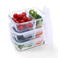 3pcs/set Glass Food Storage Containers Glass Meal Prep Containers Glass Food Container with 2 Full Divider with Snap Locking Lid 2 Compartments Glass Containers. 