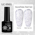 LILYCUTE 7ml Milky White Snowflake Gel Nail Polish Pink Snow Sequins Glitter Color Semi Permanent Manicure Nails Art Gel Varnish.