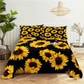 Sunflower Bedding Sheet Home Digital Printing Polyester Bed Flat Sheet With Pillowcase Print Bed Sheet. 