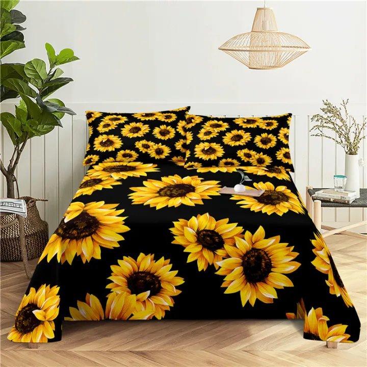 Sunflower%20Bedding%20Sheet%20Home%20Digital%20Printing%20Polyester%20Bed%20Flat%20Sheet%20With%20Pillowcase%20Print%20Bed%20Sheet%20-%20Image%204