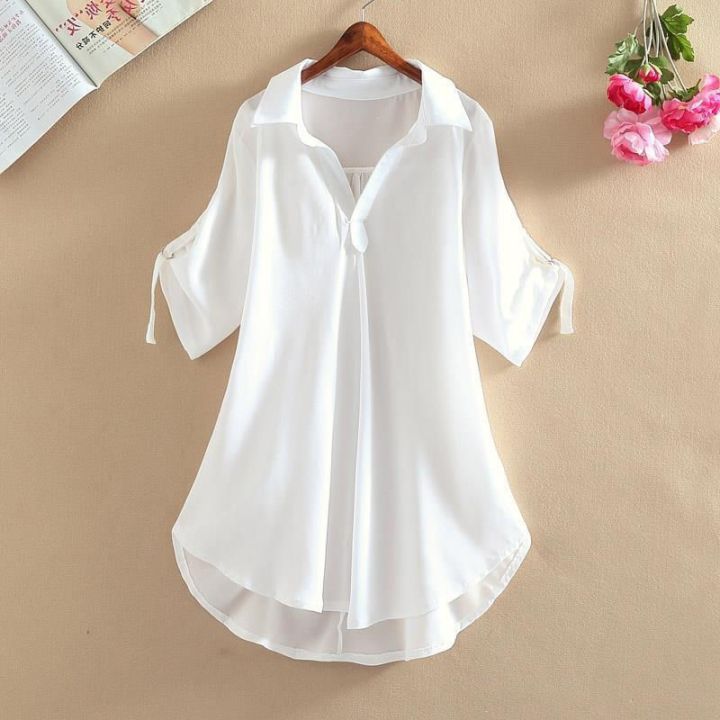 Medium,%20Long%20and%20Short%20Sleeve%20Chiffon%20Shirt%20Women's%20Summer%20New%20Large%20Size%20Loose%20Waist%20Tight%20Slimming%20Chiffon%20Blouses%20for%20Women%20-%20Image%204