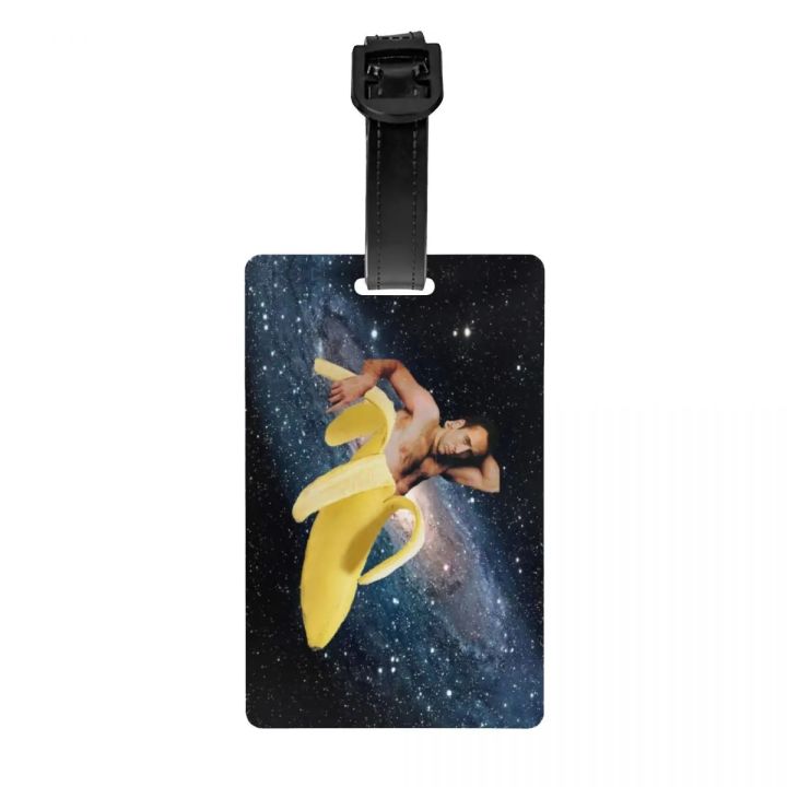 Custom Nicolas Cage In A Banana Luggage Tag With Name Card Space Privacy Cover ID Label for Travel Bag Suitcase