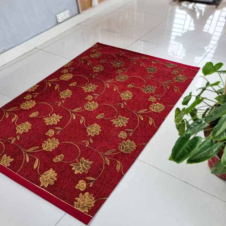 GOLD in RED- Floor Mat/ Area Rug - Small Size
