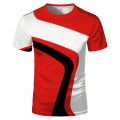 Summer Thin Section Round Neck Short Sleeve Simple Black Red and We Color Scheme Men's Top T-shirt Trend Bottoming Shirt Fash.