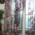 Glass Door Curtain Bedroom Peony Voile Curtain Tulle with Lace,Purple.