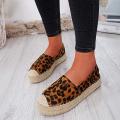 style Shoes For Girl Female Women's Fashion Leopard Print Platform Slip On Round Toe Casual Flats Boat Shoes. 