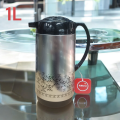 Marco 1L Flask - Double Wall Vacuum Insulation, Leak-Proof, Stylish Silver Print, Glass Refill for Purity, Eco-Friendly, Keeps Hot or Cold Beverages for 12-24 Hours, Portable Plastic Handle. 