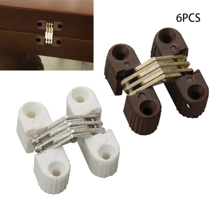 6Pcs Hidden-Hinges Plastic Iron Invisible Folding Door Cross Hinge Plastic Concealed Hinge Furniture Hardware Replacement