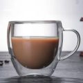 Double Wall Coffee Glass Mug With Handle (250 ml).
