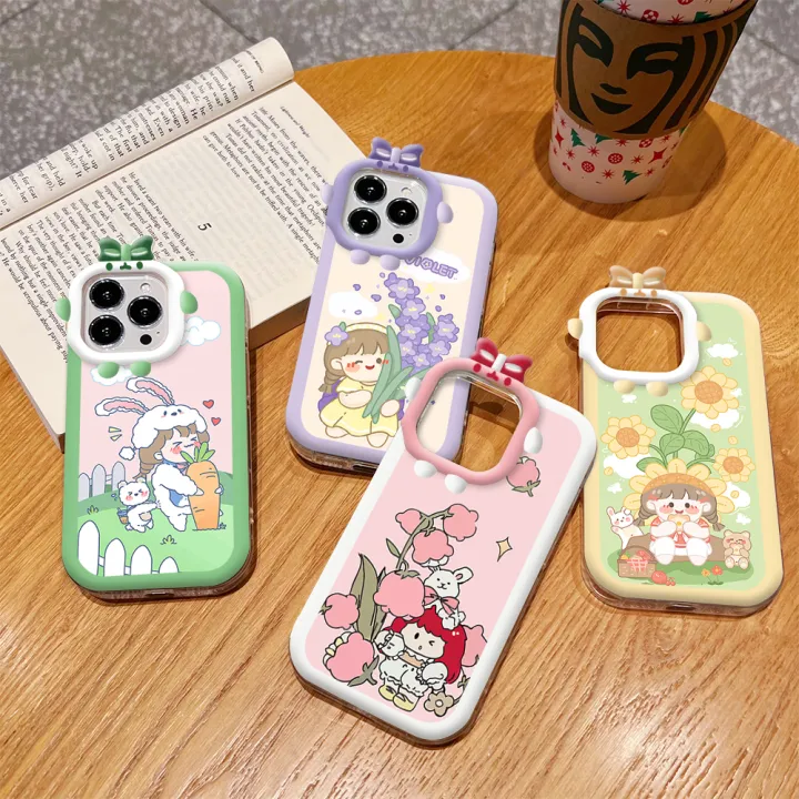 FELMYST for iPhone 15 Pro Max Plus Back Cover Cartoon Cute Litte Girls Print Monster Lens Phone Case