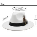 White Woolen Gentleman Classic British Jazz Feather Top Hat Wide Brim Party Church Wedding Fedora Hats Men Women Panama Felt Cap. 
