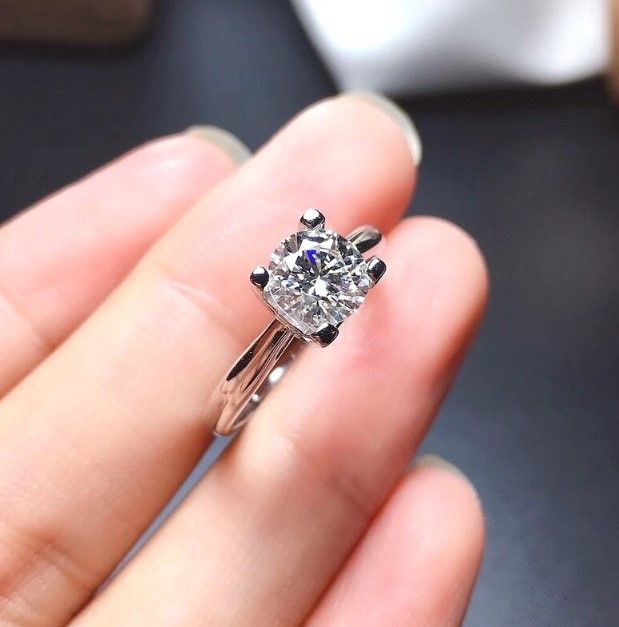 Carat Top Grade Moissanite Ring, Sterling Silver, Wedding Engagement Gift  For Women Her