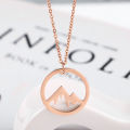 Dainty Non Tarnish 18K Gold Silver Plated Stainless Steel Women Circle Peak Mountain Range Pendant Necklace Jewelry. 