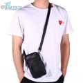♡NAREBIG♡ Leather Men Shoulder Bag Business Casual Phone Pouch Solid Color Small Zipper Male Travel Sports. 
