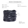 Men's Bracelets Set 5pcs Mixed Leather Wrap Bracelet Black Bangles Punk Male Rock Male Jewelry Accessory Small Gift.