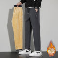 Winter Padded Fleece Trousers Men's Casual Sports Straight Trousers Men's Winter Lambswool Warm-Keeping Pants. 