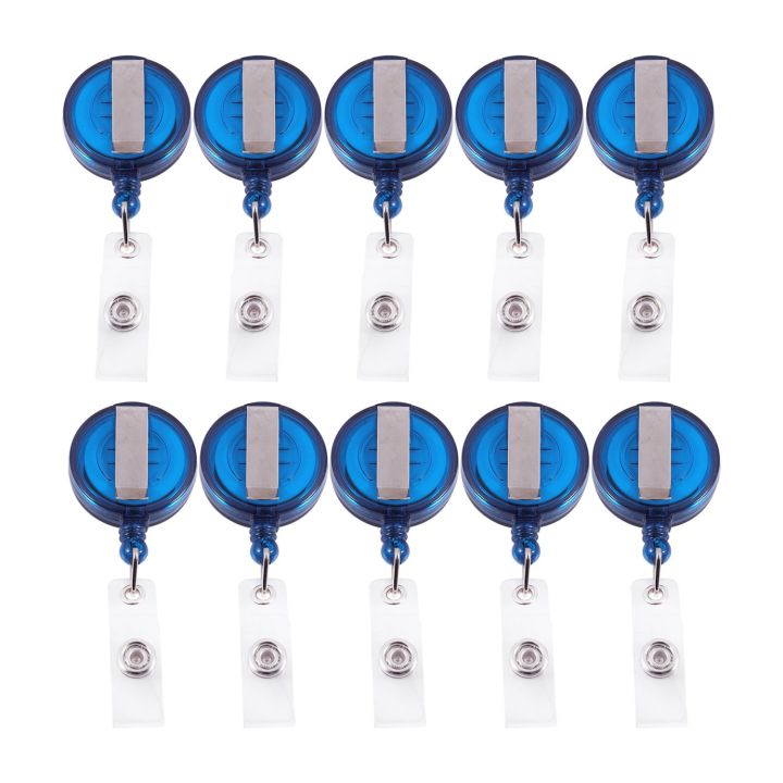 10 Retractable Reel ID Badge Lanyard Name Tag Key Card Holder Belt Clip Color:Blue Amount:10 Pcs