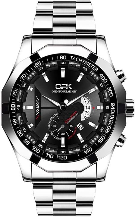 Big Face Dial 46MM Wrist Watch for Men Steel Bracelet Waterproof Military Sports Male Quartz Wristwatches