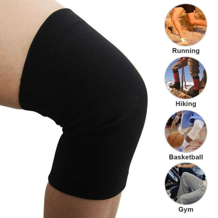 【Hey my home】Men Slicone Non-slip Hiking Sport ty Knee Pads Training Elastic Knee Support Knee Protect Black