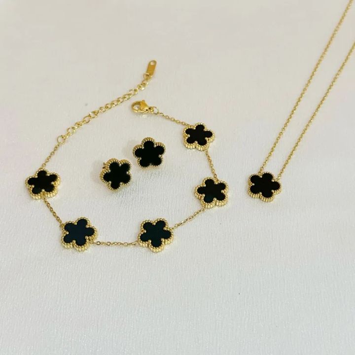 3Pcs%20Luxury%20Five%20Leaf%20Flower%20Pendant%20Necklace%20Earrings%20Bracelet%20for%20Women%20Gift%20Trendy%20Stainless%20Steel%20Jewelry%20Sets%202023%20New%20-%20Image%206