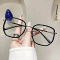 Myopia Glasses Green Large Frame Anti-blue Light Women's Flat Korean Style Eye Frame Girls Glasses Clear Glasses Women. 