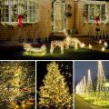 Outdoor Solar String Lights 1000 Led Solar Powered Fairy Lights with 8 Lighting Modes Waterproof Decoration Copper Wire Lights f--White-2Pack--20M-200LED.