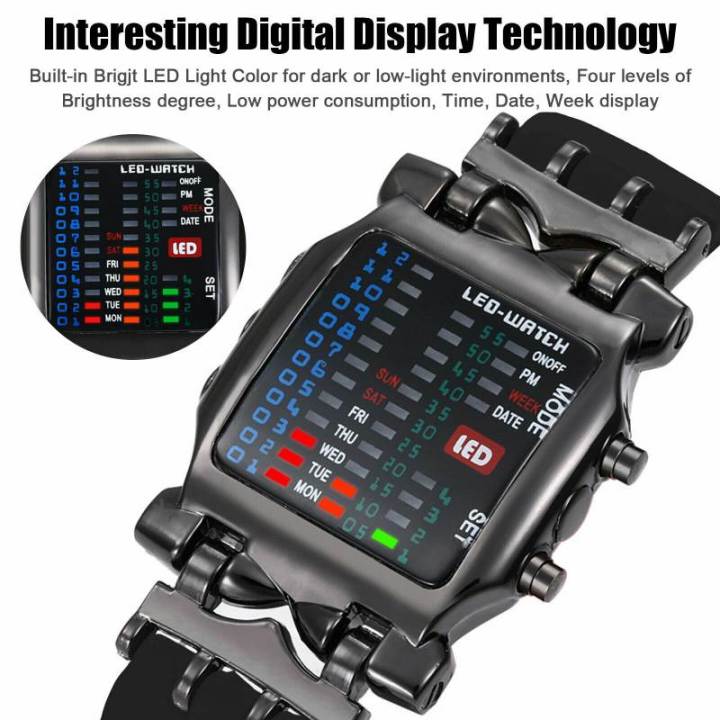 1Pc%20Man%20Binary%20Electronic%20WristWatches/%20Drop%20Resistant%20Lantern%20Watch/%20Student%20Fashion%20Sports%20LED%20Watches%20-%20Image%204
